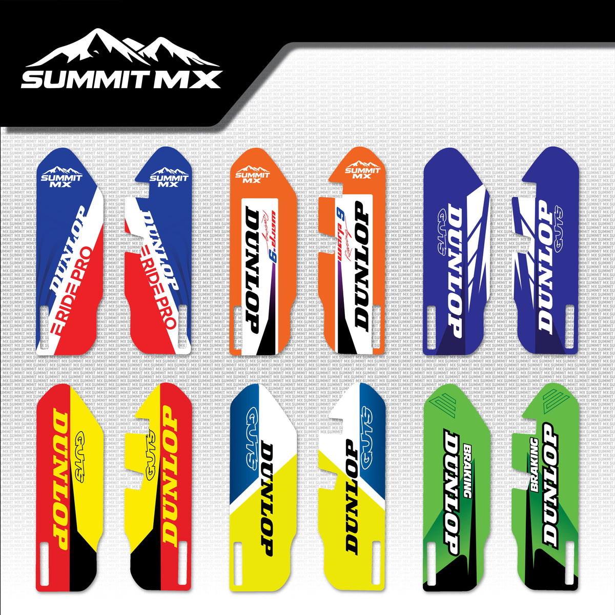 Moto Inspired E-Ride Pro 3.0 Fork Guard Decals in all six designs