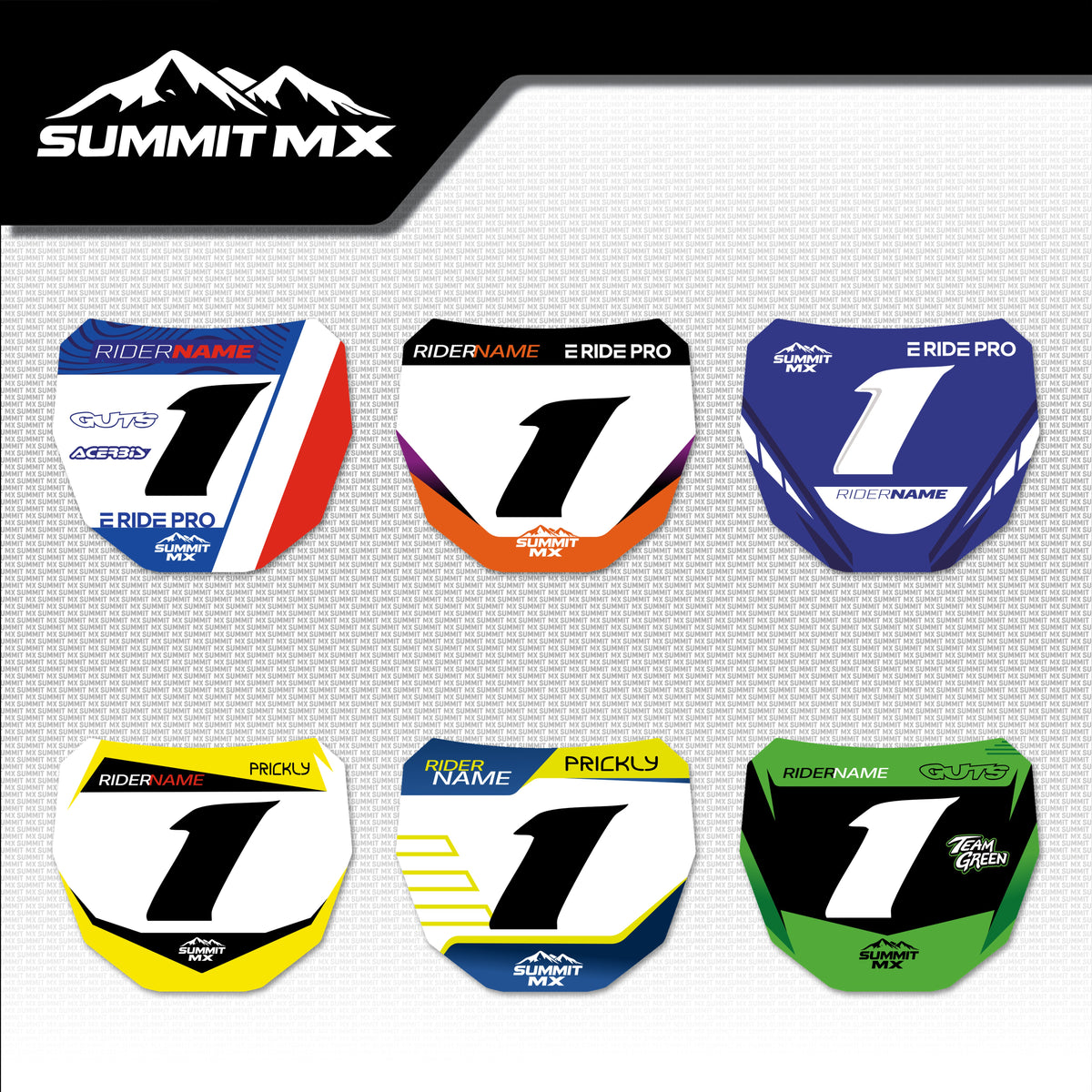 Moto Inspired E-Ride Pro Number Plate Decal in all six designs