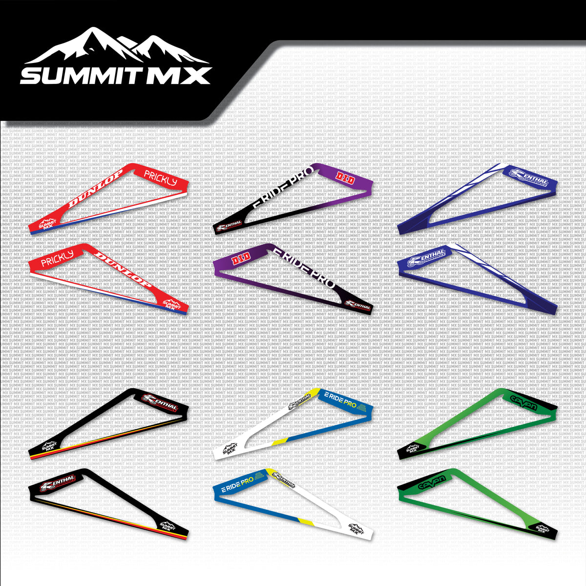 Moto Inspired E-Ride Pro Swing Arm Decals in all six designs