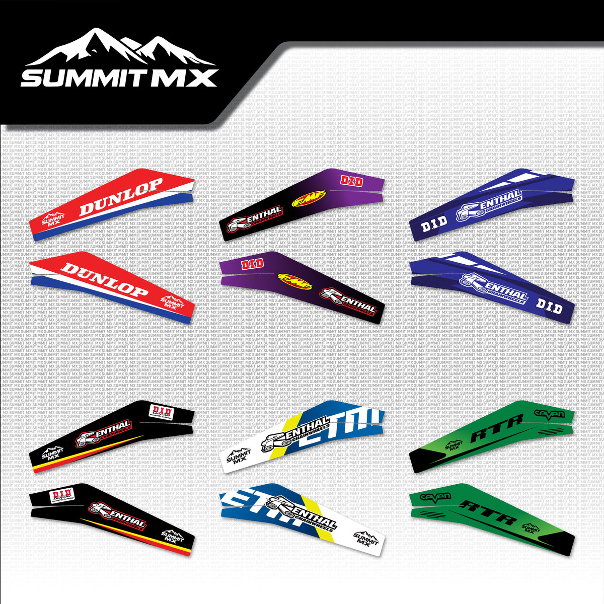 Moto Inspired ETM RTR Swing Arm Decals in all six designs