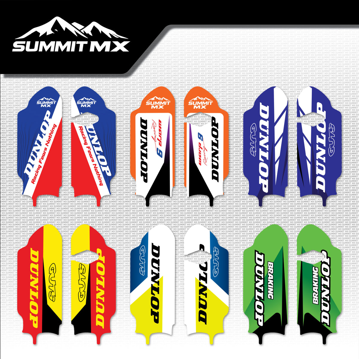 Moto Inspired RFN Warrior Pro SX-E15 Fork Guard Decals in all six designs