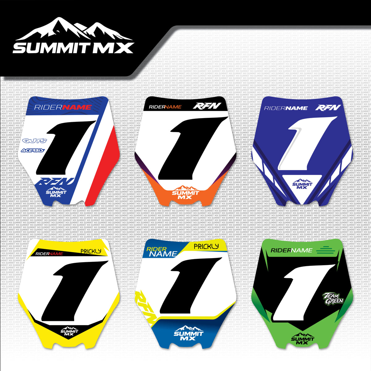 Moto Inspired RFN Warrior Pro SX-E15 Number Plate Decal in all six designs
