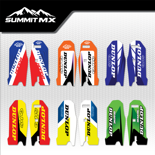 Moto Inspired Ultra Bee Fork Guard Decals in all six designs: Honda, KTM, Yamaha, Suzuki, Husqvarna and Kawasaki inspired