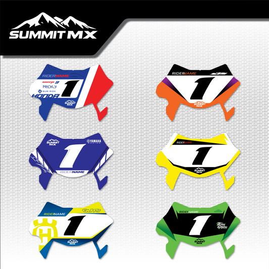 Moto Inspired Ultra Bee Number Plate Decal in all six designs: Honda, KTM, Yamaha, Suzuki, Husqvarna and Kawasaki inspired