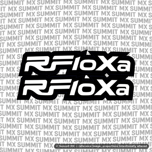 RFloXa fork tube decal in white and silver colorway — Summit MX