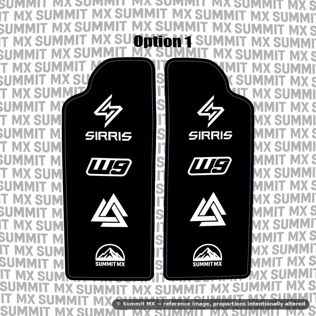 Sirris fork guard decal with IIS branding — Summit MX