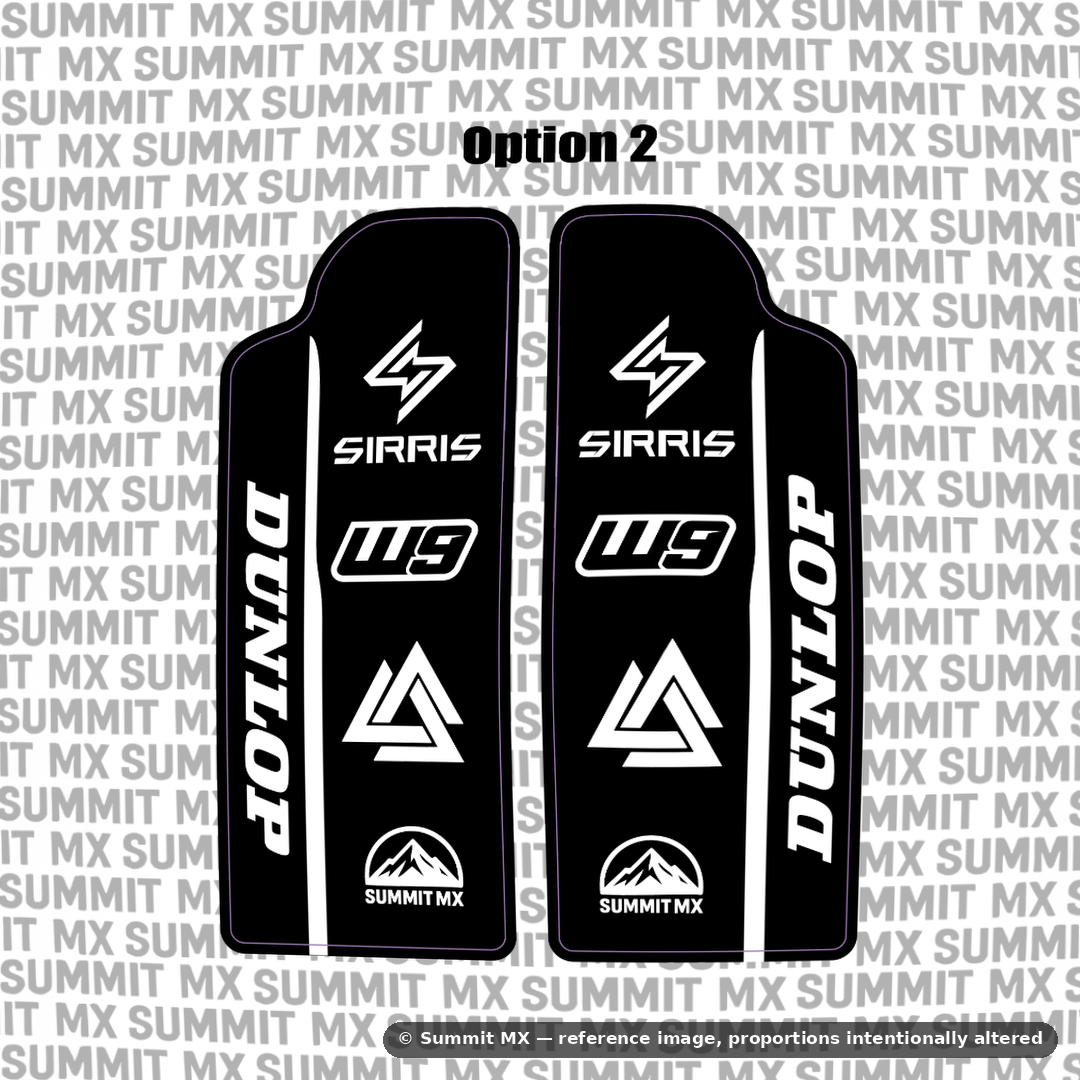 Sirris fork guard decal with Dunlop branding — Summit MX