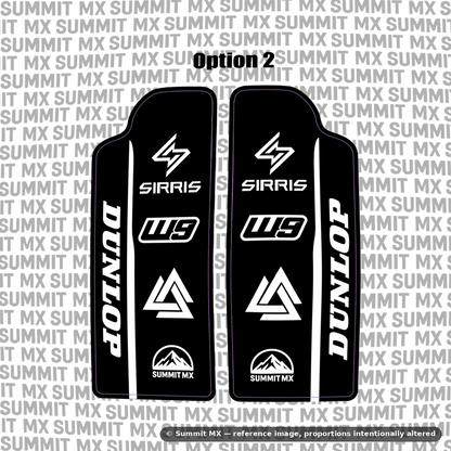 Sirris fork guard decal with Dunlop branding — Summit MX