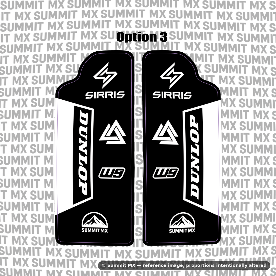 Sirris fork guard decal Dunlop variant — Summit MX