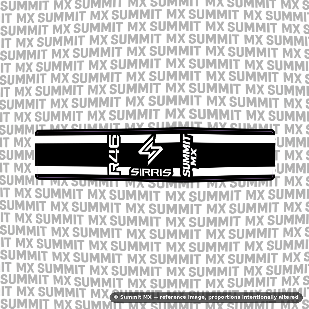 Sirris R46 shock decal in solid black colorway — Summit MX