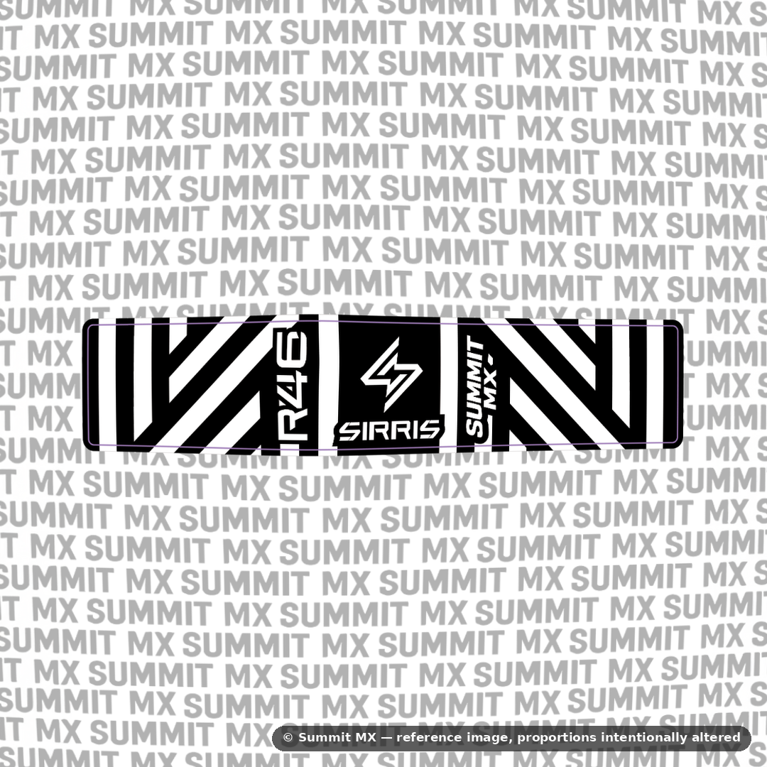 Sirris R46 shock decal in diagonal stripe design — Summit MX