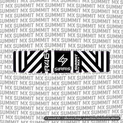 Sirris R46 shock decal in diagonal stripe design — Summit MX