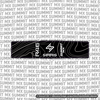 Sirris R46 shock decal in topographic pattern — Summit MX