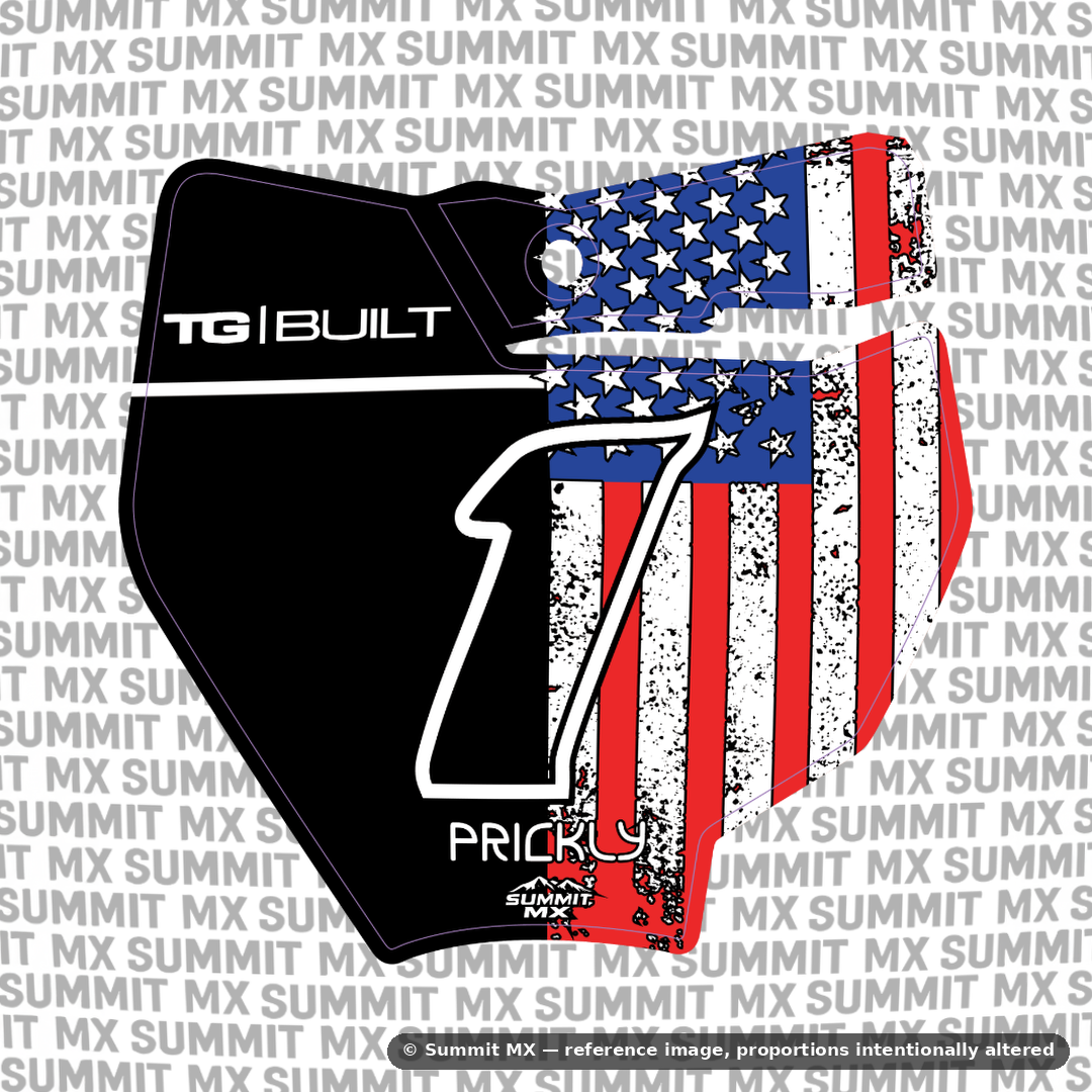 Stars & Stripes Full Color number plate decal cut for the KTM 65 number plate