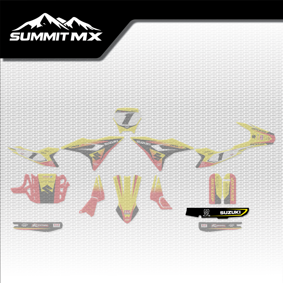 Suzuki Inspired Altis Delta Chain Guide Decal placement on the full kit