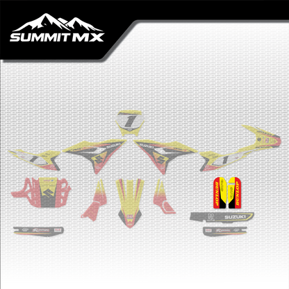 Suzuki Inspired Altis Delta Fork Guard Decals placement on the full kit