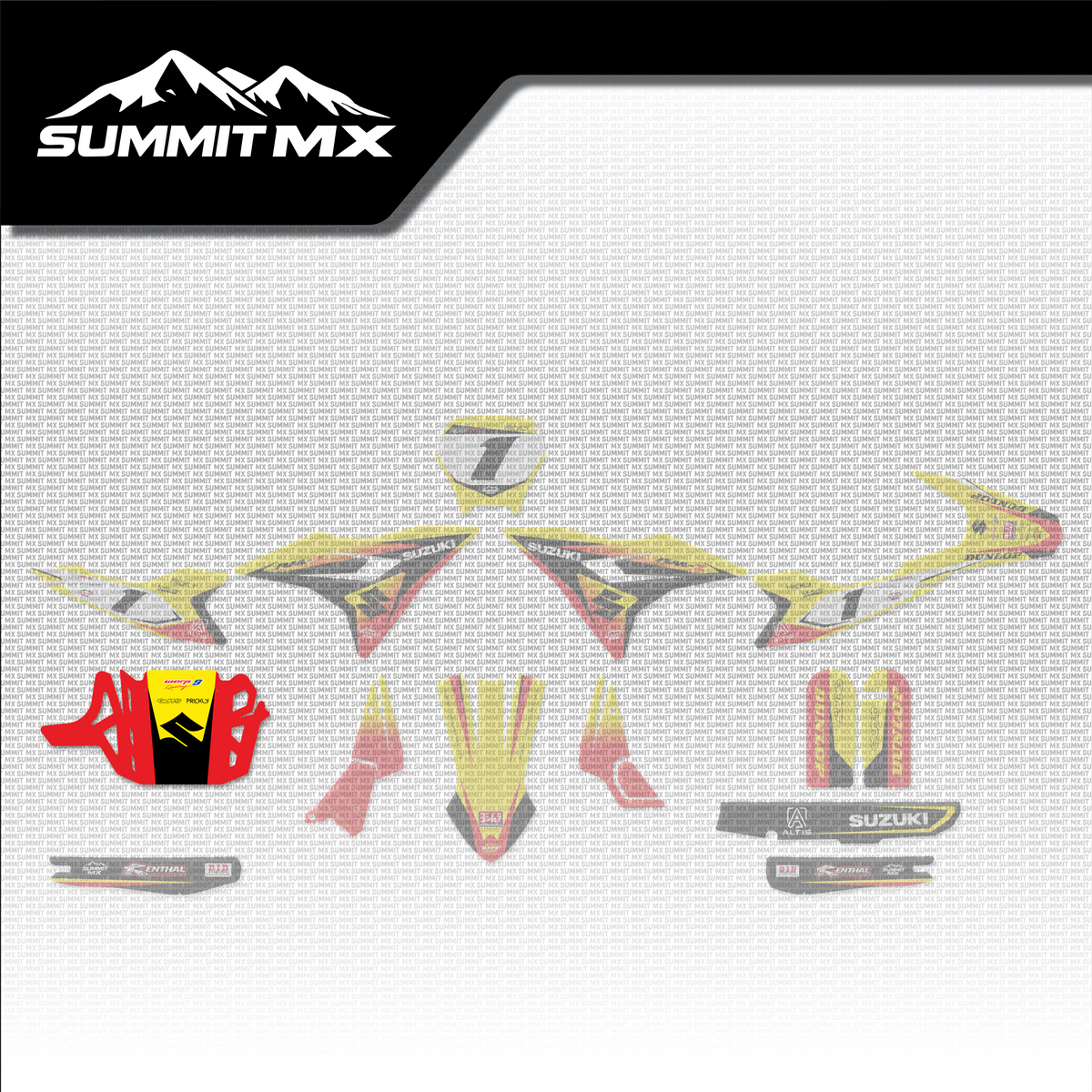 Suzuki Inspired Altis Delta Skid Plate Decal placement on the full kit