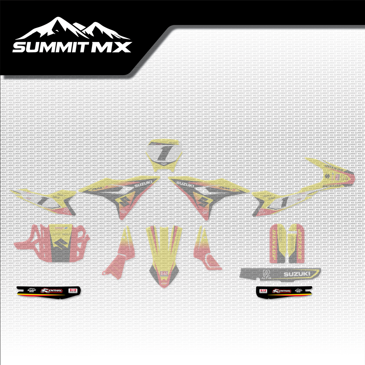 Suzuki Inspired Altis Delta Swing Arm Decal placement on the full kit
