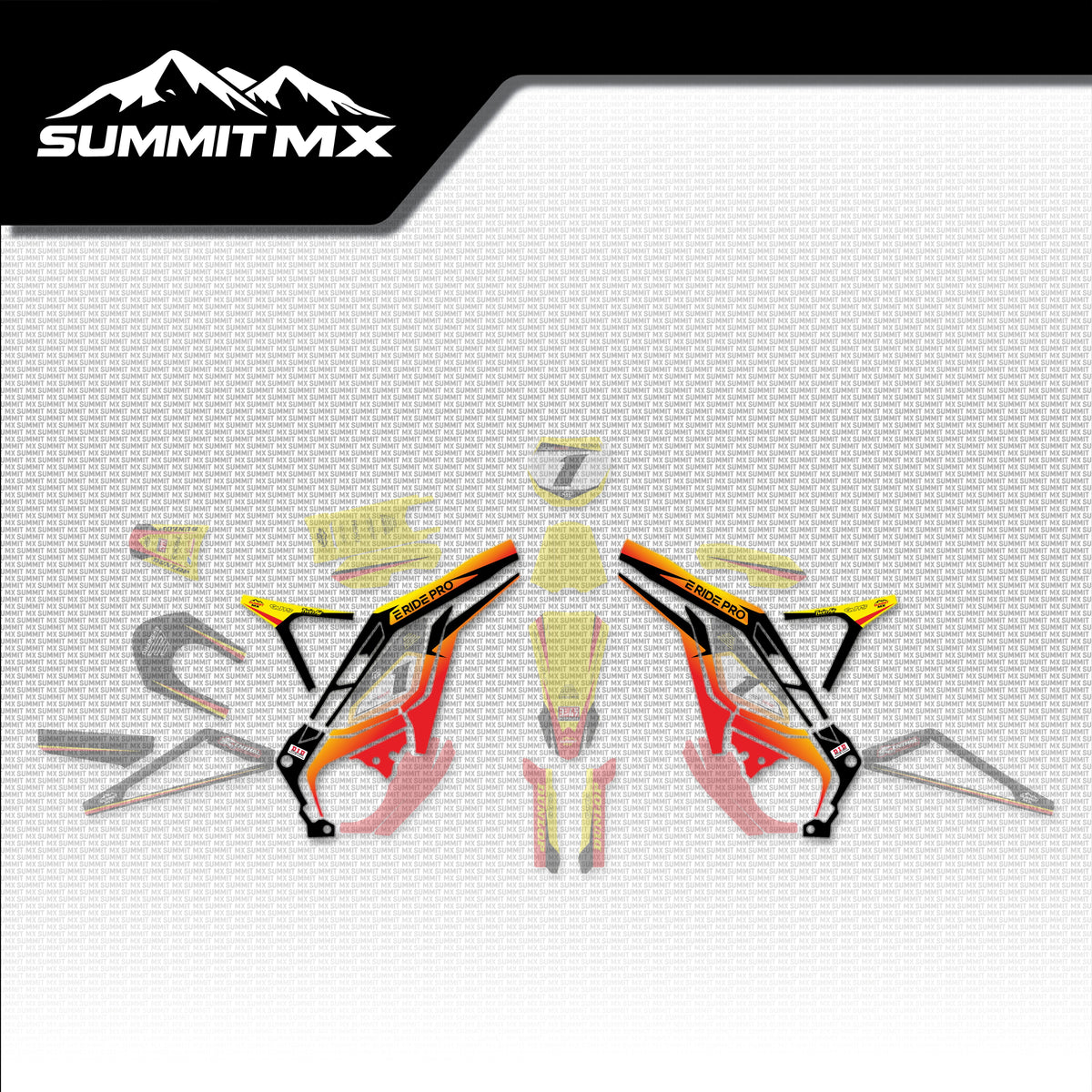 Suzuki Inspired E-Ride Pro Frame Decals placement on the full kit