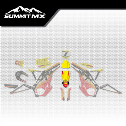 Suzuki Inspired E-Ride Pro Front Fender Decal placement on the full kit