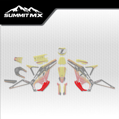 Suzuki Inspired E-Ride Pro Skid Plate Decals placement on the full kit