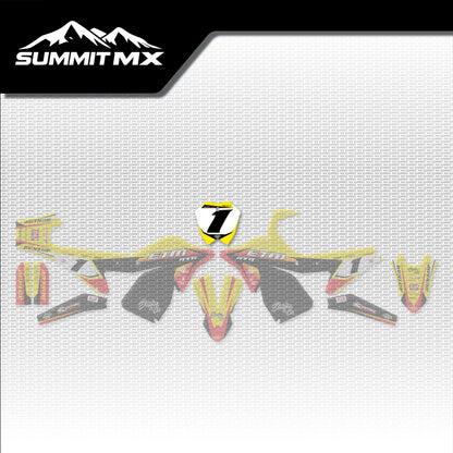Suzuki Inspired ETM RTR Number Plate Decal placement on the full kit