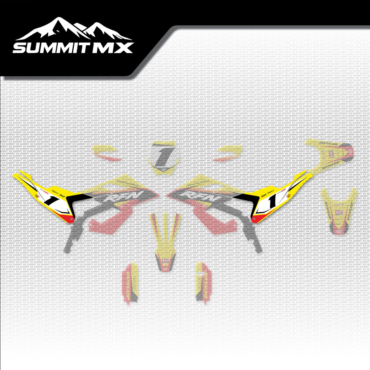 Suzuki Inspired RFN Warrior Pro SX-E15 Side Number Plate Decals placement on the full kit