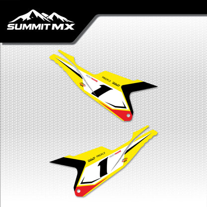 Suzuki Inspired RFN Warrior Pro SX-E15 Side Number Plate Decals