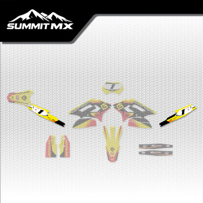 Suzuki Inspired Storm Bee Side Number Plate Decals placement on the full kit