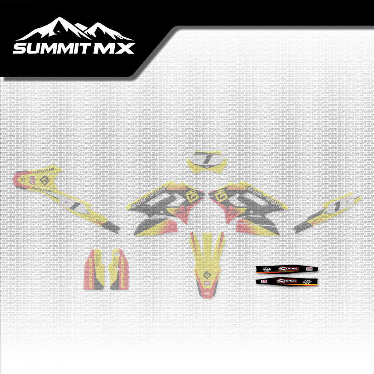 Suzuki Inspired Storm Bee Swing Arm Decals placement on the full kit