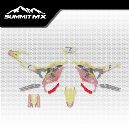 Suzuki Inspired Ultra Bee Skid Plate Decal shown in place on the full kit layout