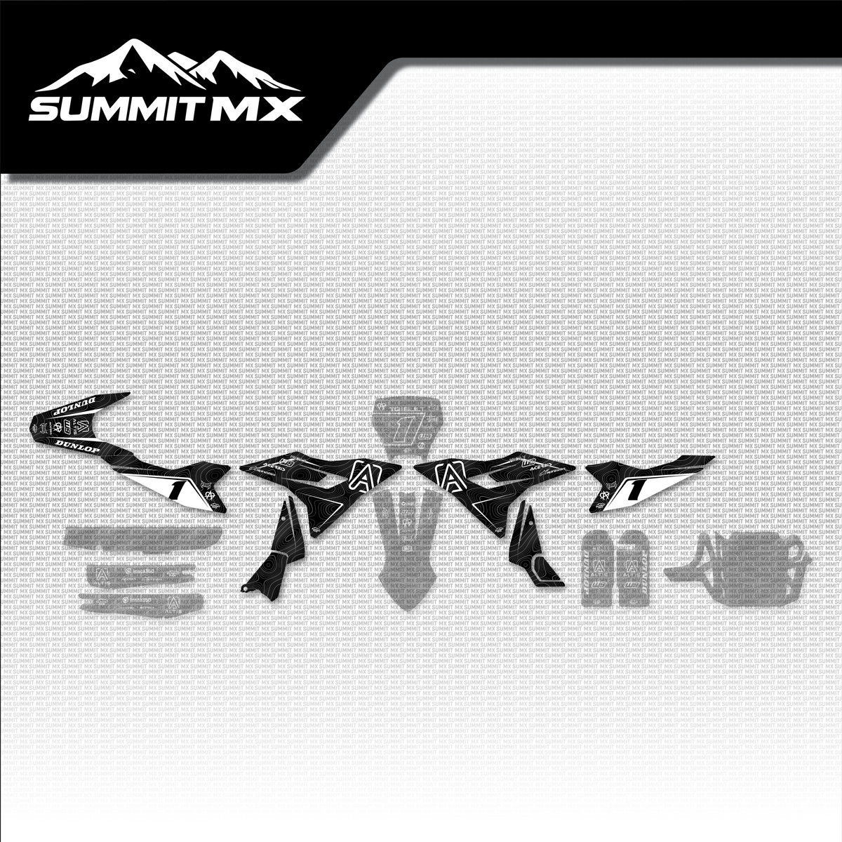 Topographical Altis Delta Graphics Kit (Body Plastics Only) placement on the full kit