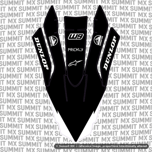 Surron Ultra Bee front fender decal in black and white split — Summit MX
