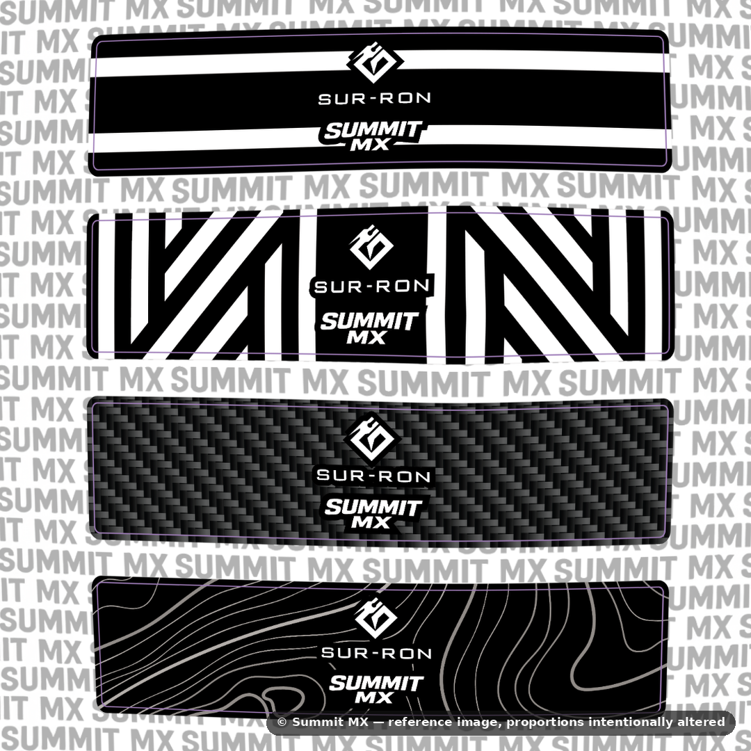 Surron Ultra Bee stock shock decal with white stripe colorway — Summit MX