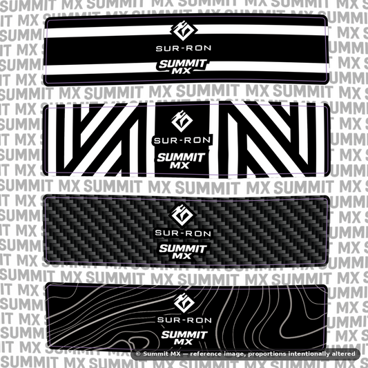 Surron Ultra Bee stock shock decal with white stripe colorway — Summit MX
