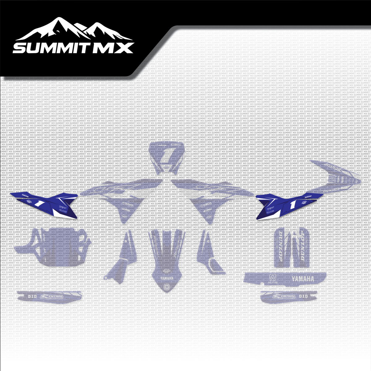 Yamaha Inspired Altis Delta Side Number Plate Decals placement on the full kit