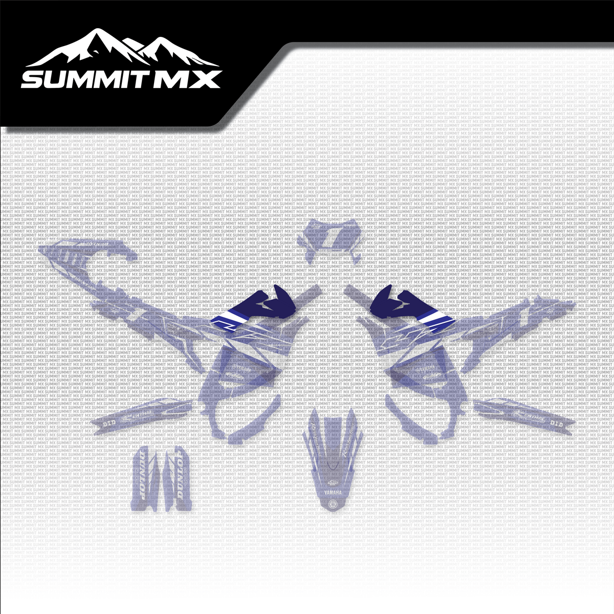 Yamaha Inspired Ultra Bee Battery Shroud Decals shown in place on the full kit layout