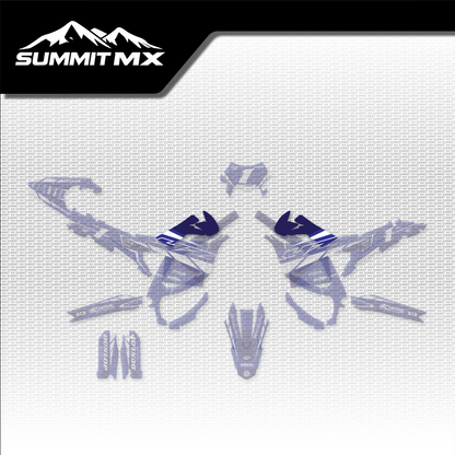 Yamaha Inspired Ultra Bee Battery Shroud Decals shown in place on the full kit layout