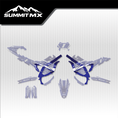 Yamaha Inspired Ultra Bee Frame Decals shown in place on the full kit layout