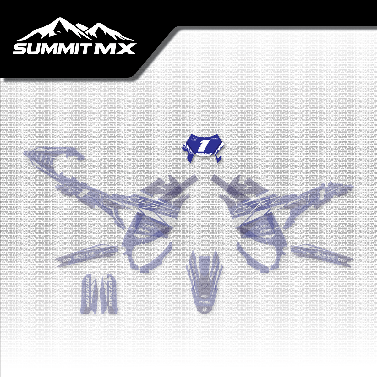 Yamaha Inspired Ultra Bee Number Plate Decal shown in place on the full kit layout
