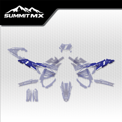 Yamaha Inspired Ultra Bee Side Number Plate Decals shown in place on the full kit layout