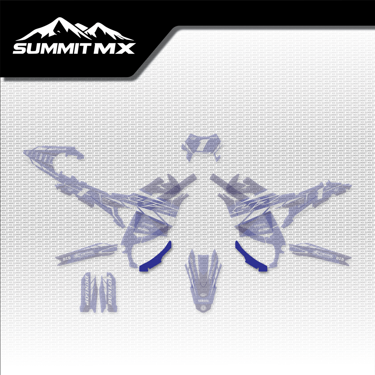 Yamaha Inspired Ultra Bee Skid Plate Decal shown in place on the full kit layout