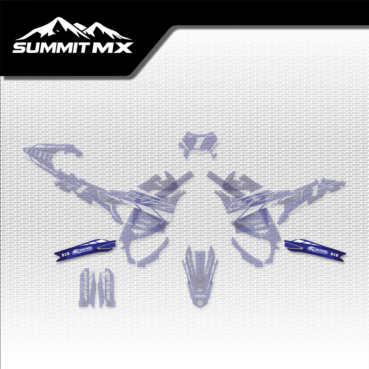 Yamaha Inspired Ultra Bee Swing Arm Decal shown in place on the full kit layout
